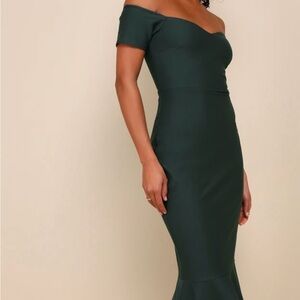 Lulu's Strapless Dark Green Dress